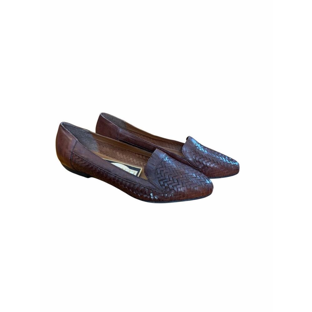 NWT Basic Editions Genuine Leather Almond Toe Flat Loafer Shoes Brown‎ Size 9M
